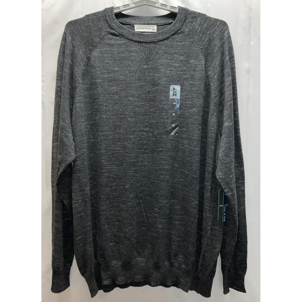 NWT‎ Men's Big & Tall Mutual Weave Lightweight Sweater Gray Charcoal Heather 3XL
